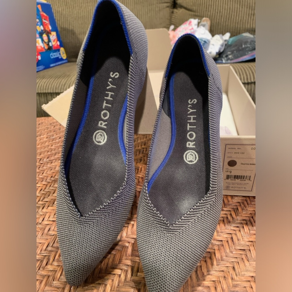 Rothy The Point size 9 cloud grey birdseye